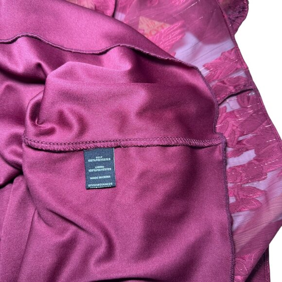 B. Darlin Burgundy Smocked Lace Dress Juniors 3/4  Long Sleeve Tiered Ruffle NWT - Picture 6 of 9